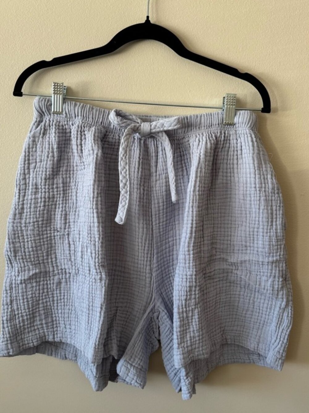April Meets October High Waisted Women's Blue Cotton Gauze Shorts